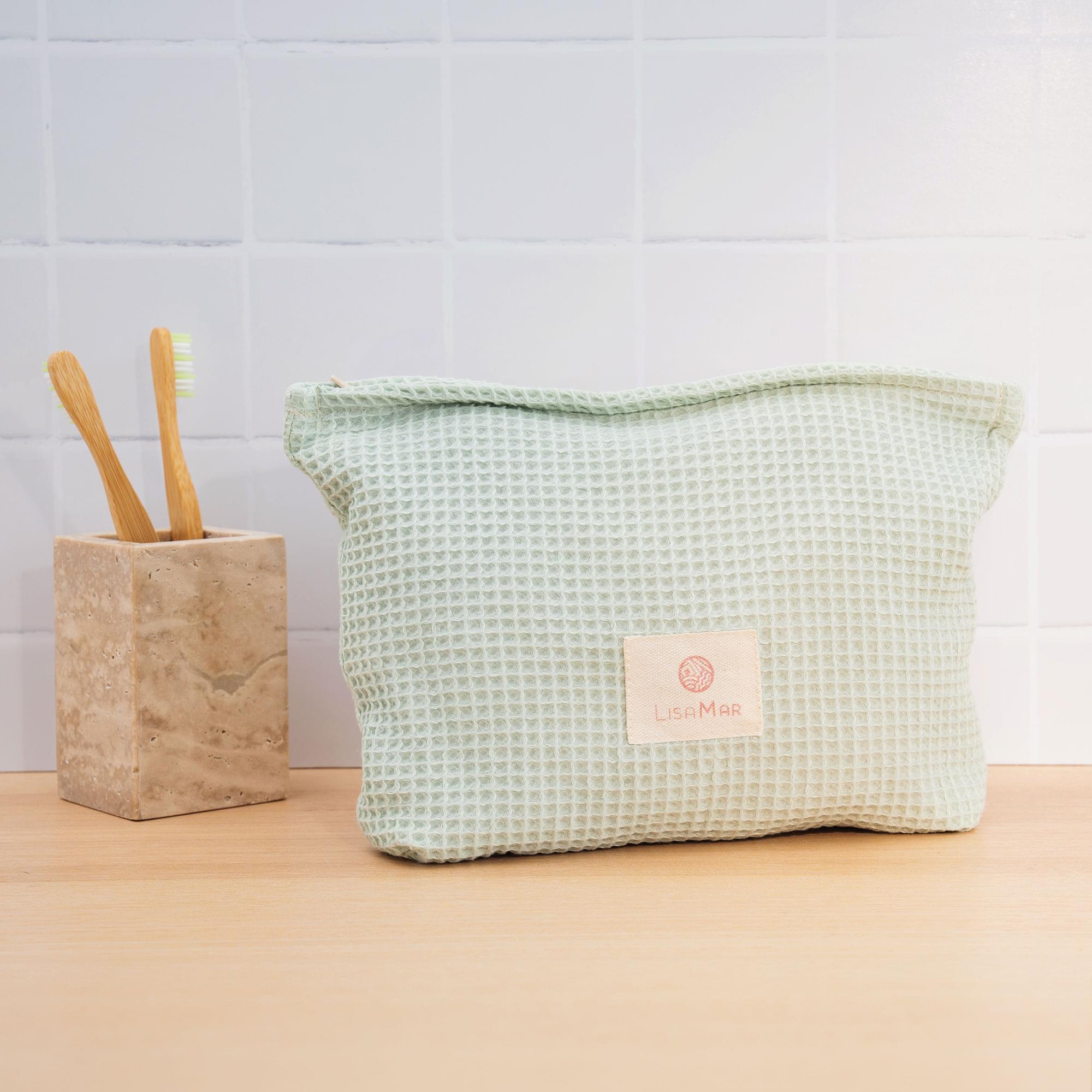 Kosmetiktasche im Badezimmer Kosmetiktasche aus Baumwolle. Handgefertigt in Barcelona – Stylisch, praktisch, für unterwegs – Bild 1