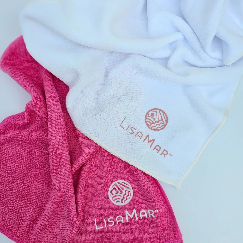 2er-Set Microfaser Gesichtshandtücher – Weiß und Fuchsia, weich & schnell trocknend – Bild 1